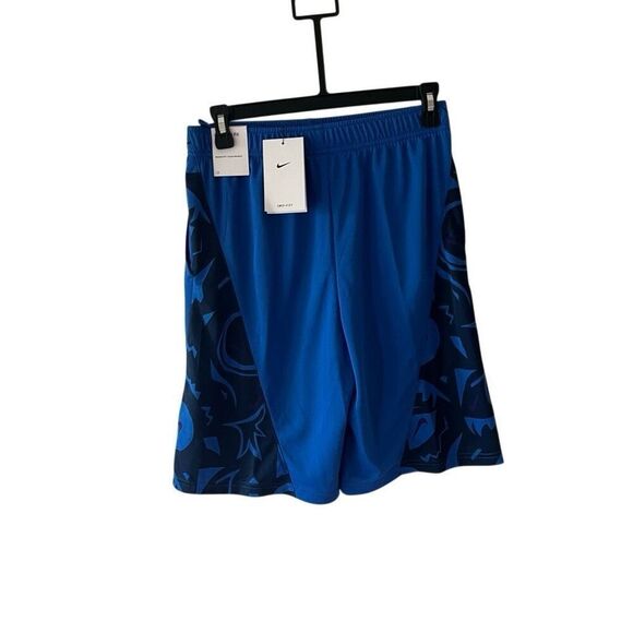 Nike Dri-fit basketball boys shorts NWT blue and black geometric drawstring shor - Picture 2 of 4